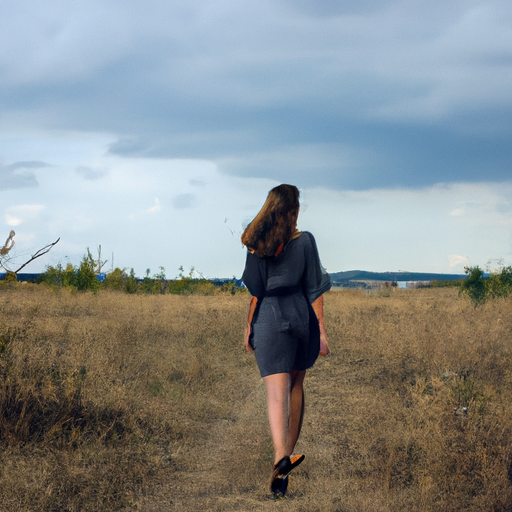 girl walking in a field